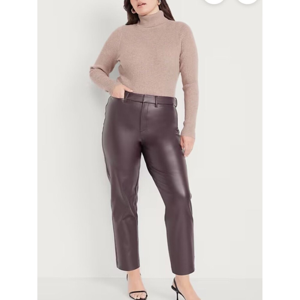 Old navy High-Waisted Faux-Leather Pixie Straight Pants Vegan Leather